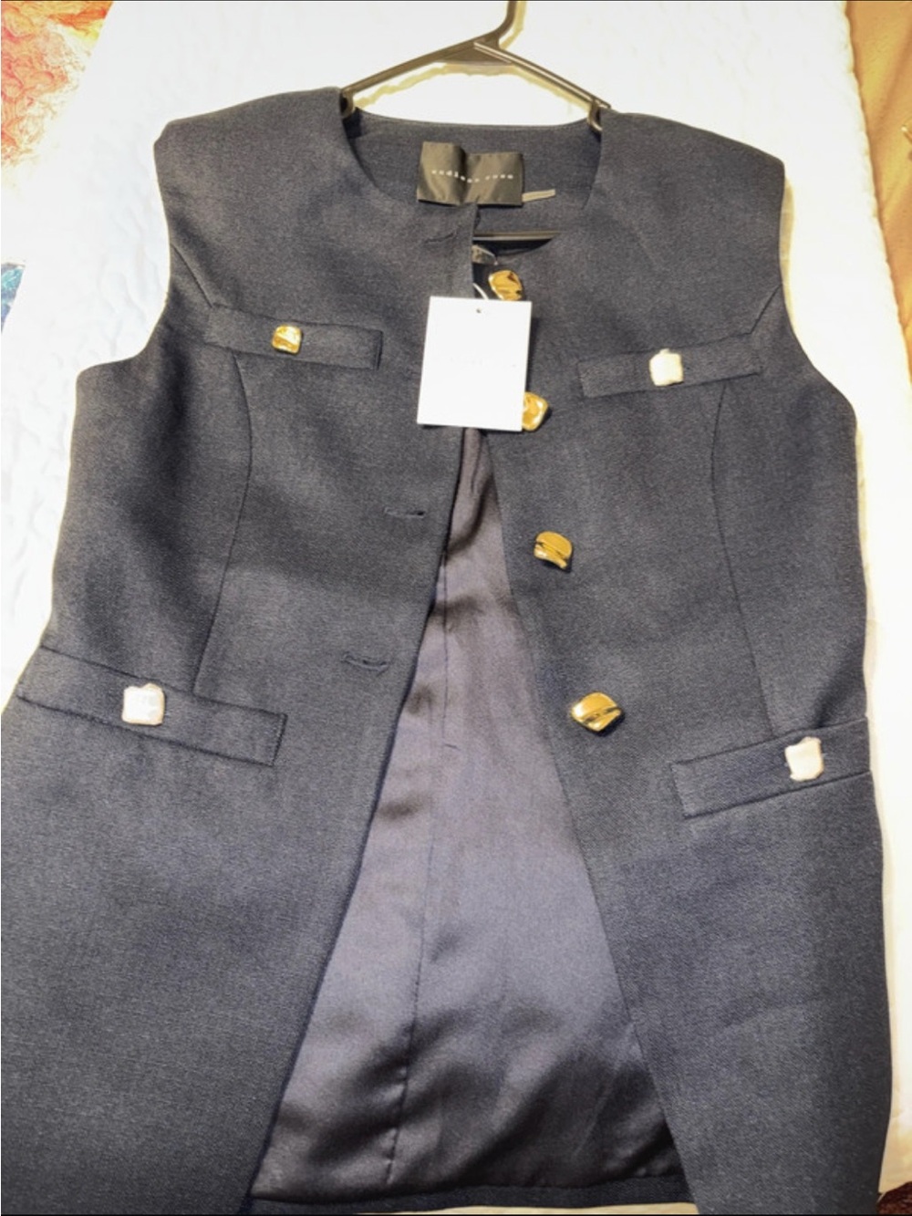 Endless Rose Black Sleeveless Coat with Gold Buttons